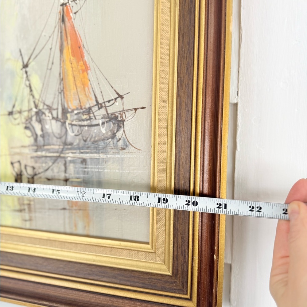 Vintage MCM signed framed Renato Longanesi boat painting - Picture 10 of 10